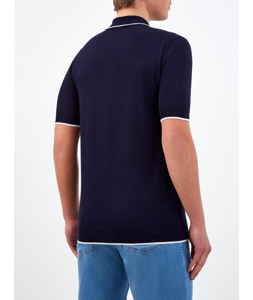 PESERICO Синее хлопковое поло с коротким рукавом, фото 4