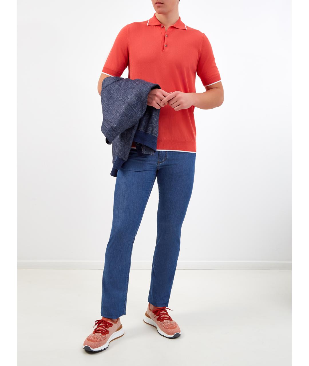 CANALI Синие хлопковые прямые джинсы, фото 2