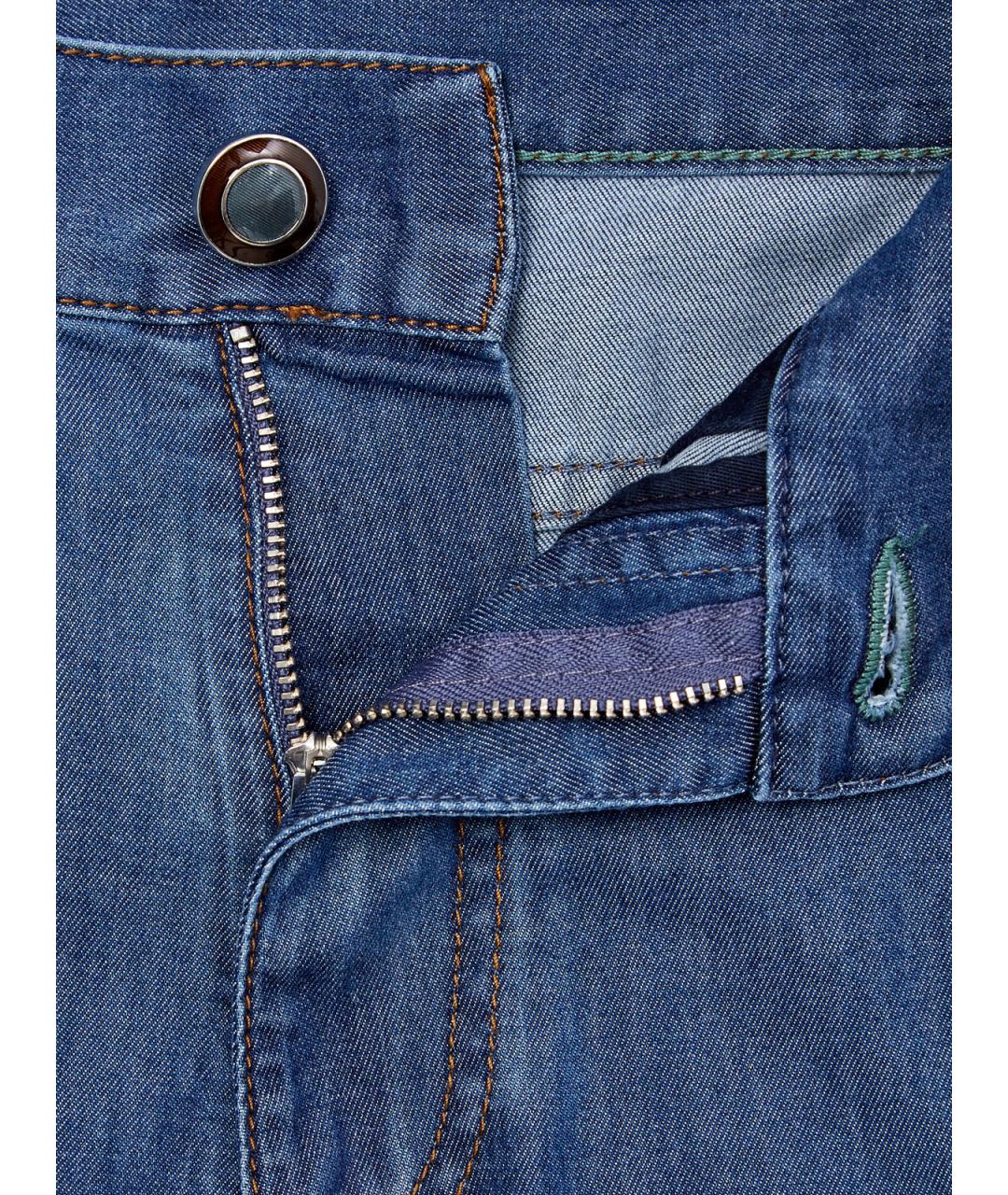 CANALI Синие хлопковые прямые джинсы, фото 6