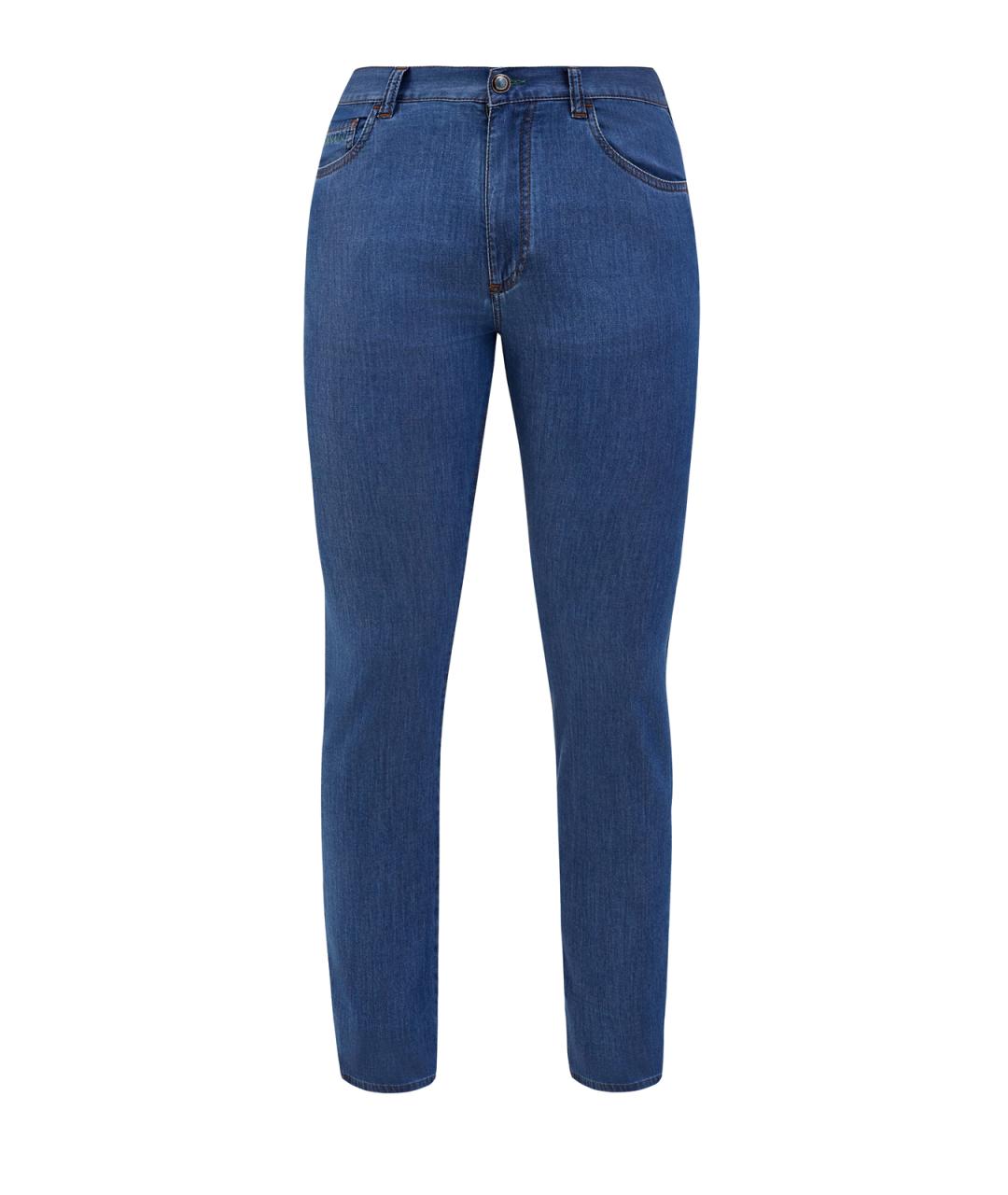 CANALI Синие хлопковые прямые джинсы, фото 1