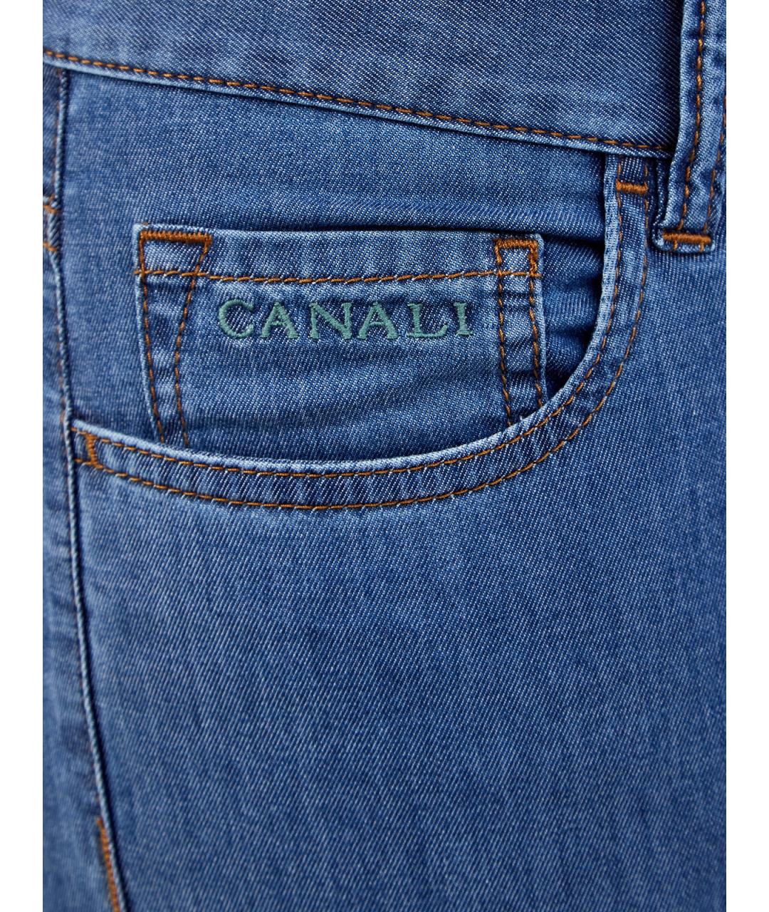 CANALI Синие хлопковые прямые джинсы, фото 5