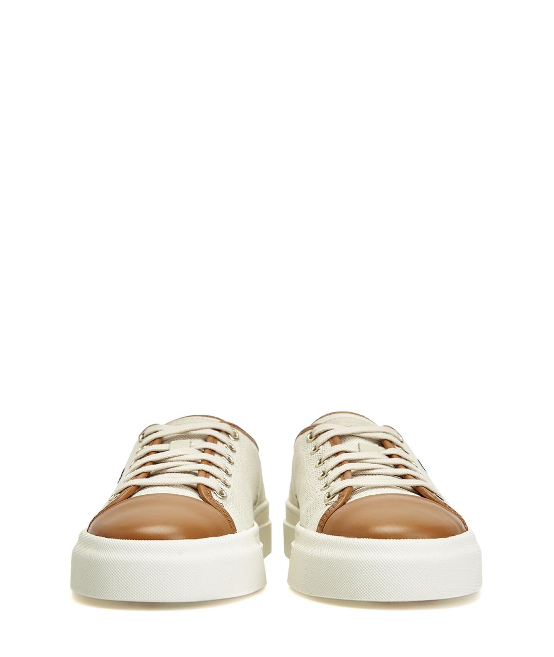 SANTONI Бежевые текстильные кеды, фото 5