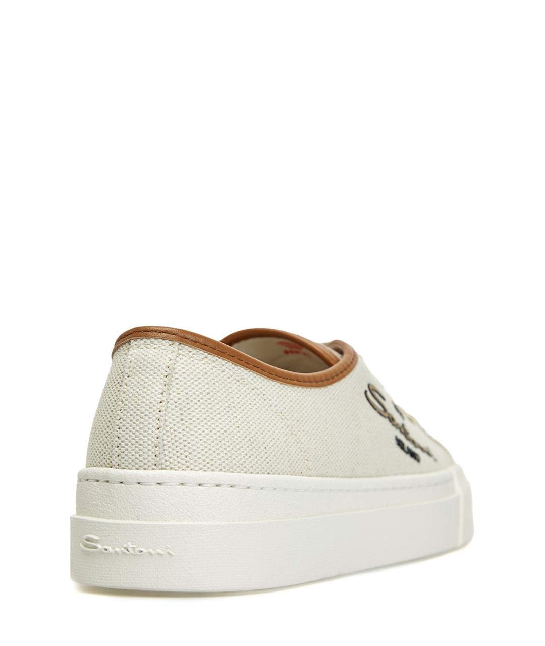 SANTONI Бежевые текстильные кеды, фото 3