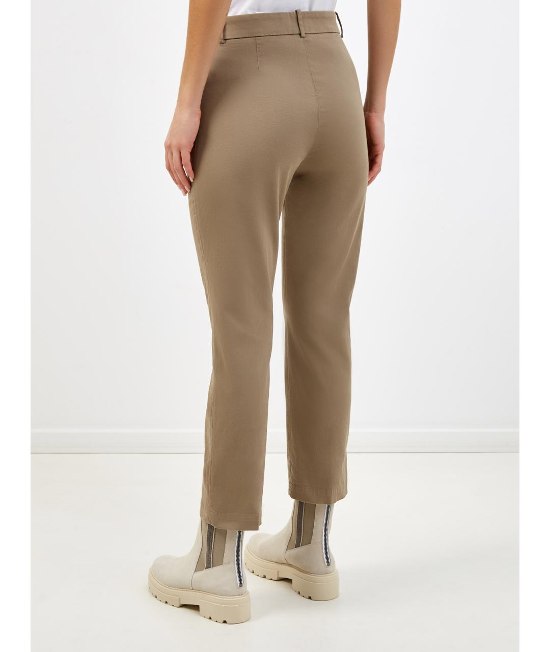 FABIANA FILIPPI Бежевые хлопковые прямые брюки, фото 4