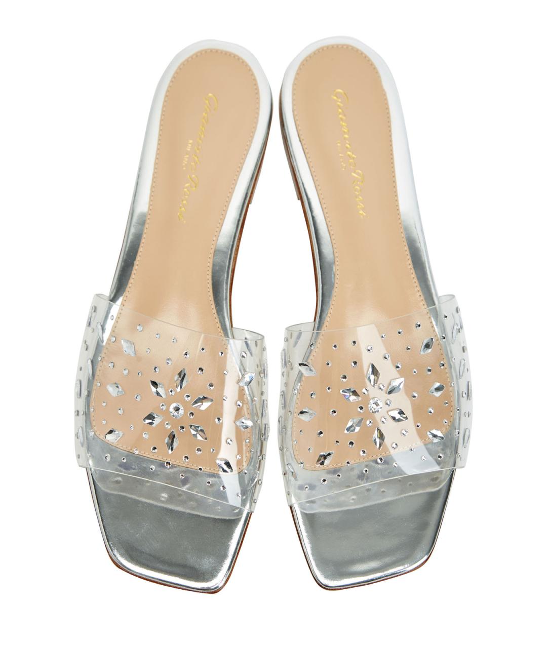 GIANVITO ROSSI Серебряные шлепанцы, фото 5
