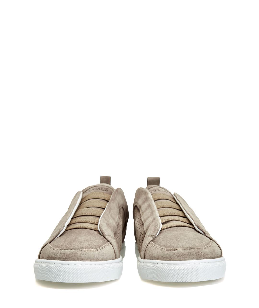 DOUCAL'S Бежевые замшевые низкие кроссовки / кеды, фото 5