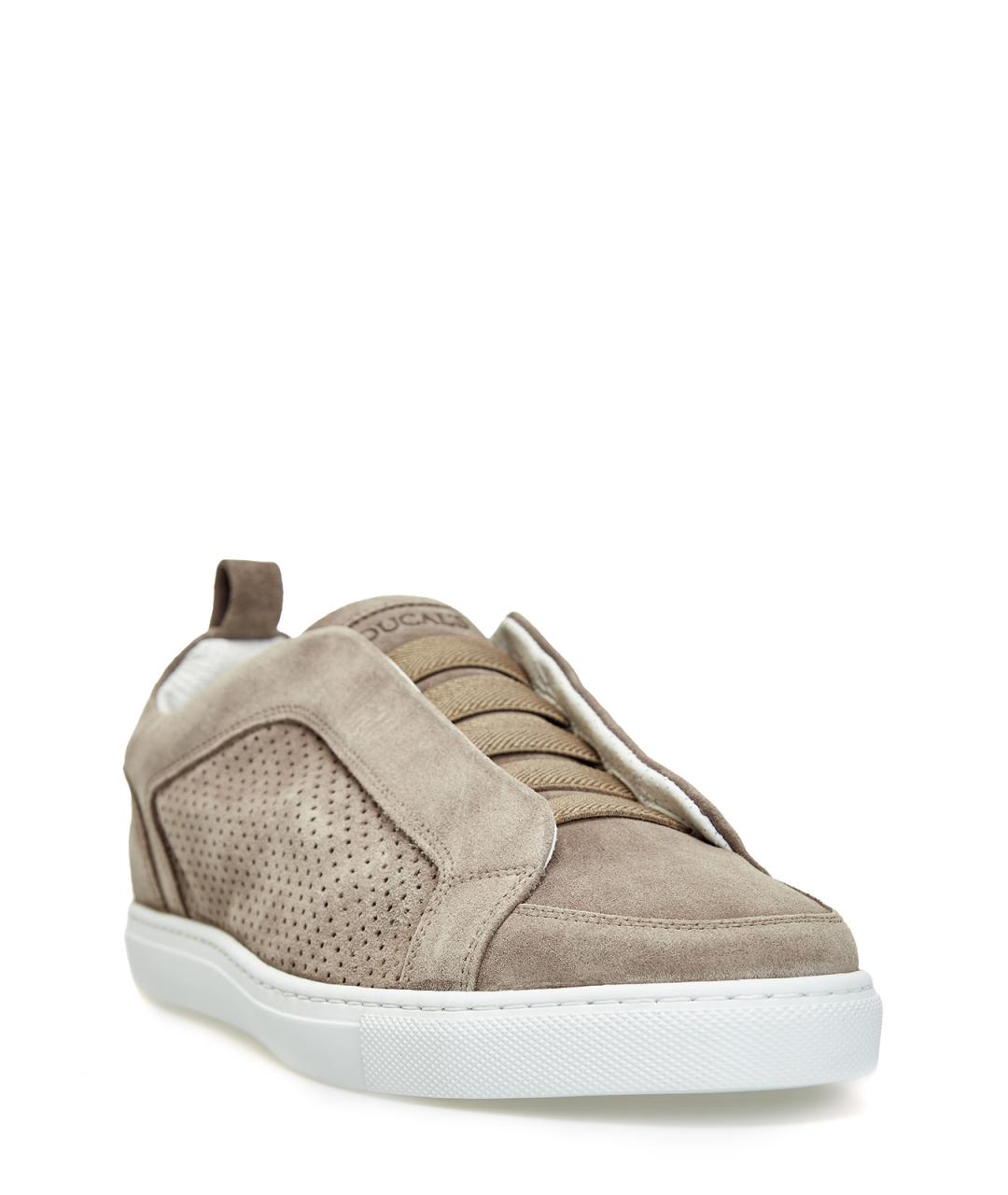 DOUCAL'S Бежевые замшевые низкие кроссовки / кеды, фото 2