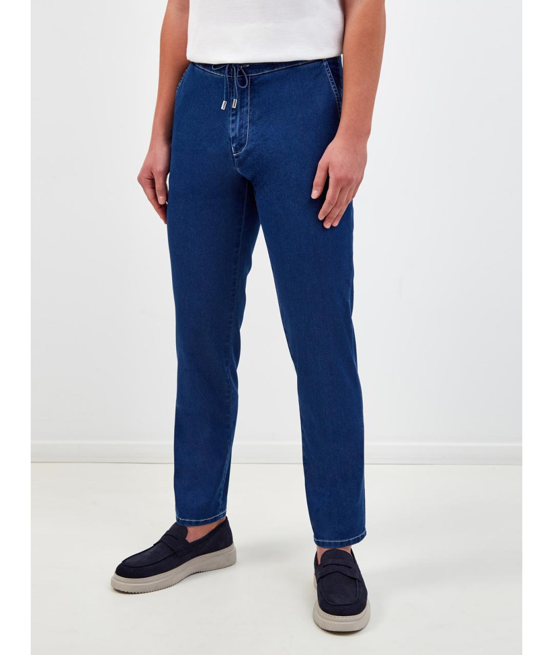 CANALI Синие хлопковые прямые джинсы, фото 3