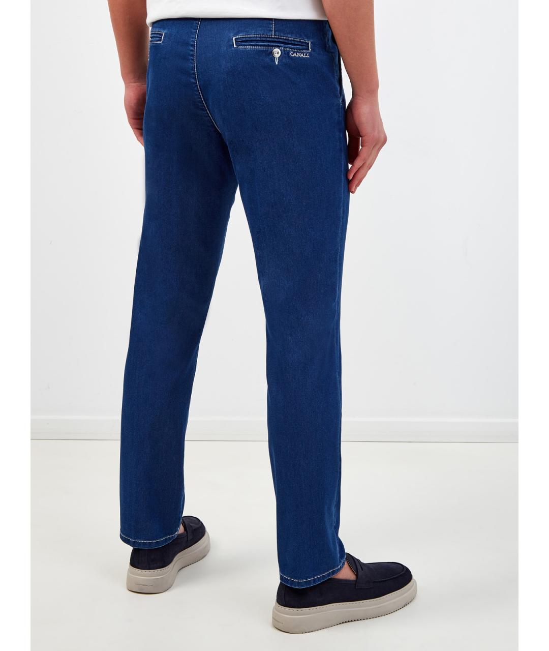CANALI Синие хлопковые прямые джинсы, фото 4