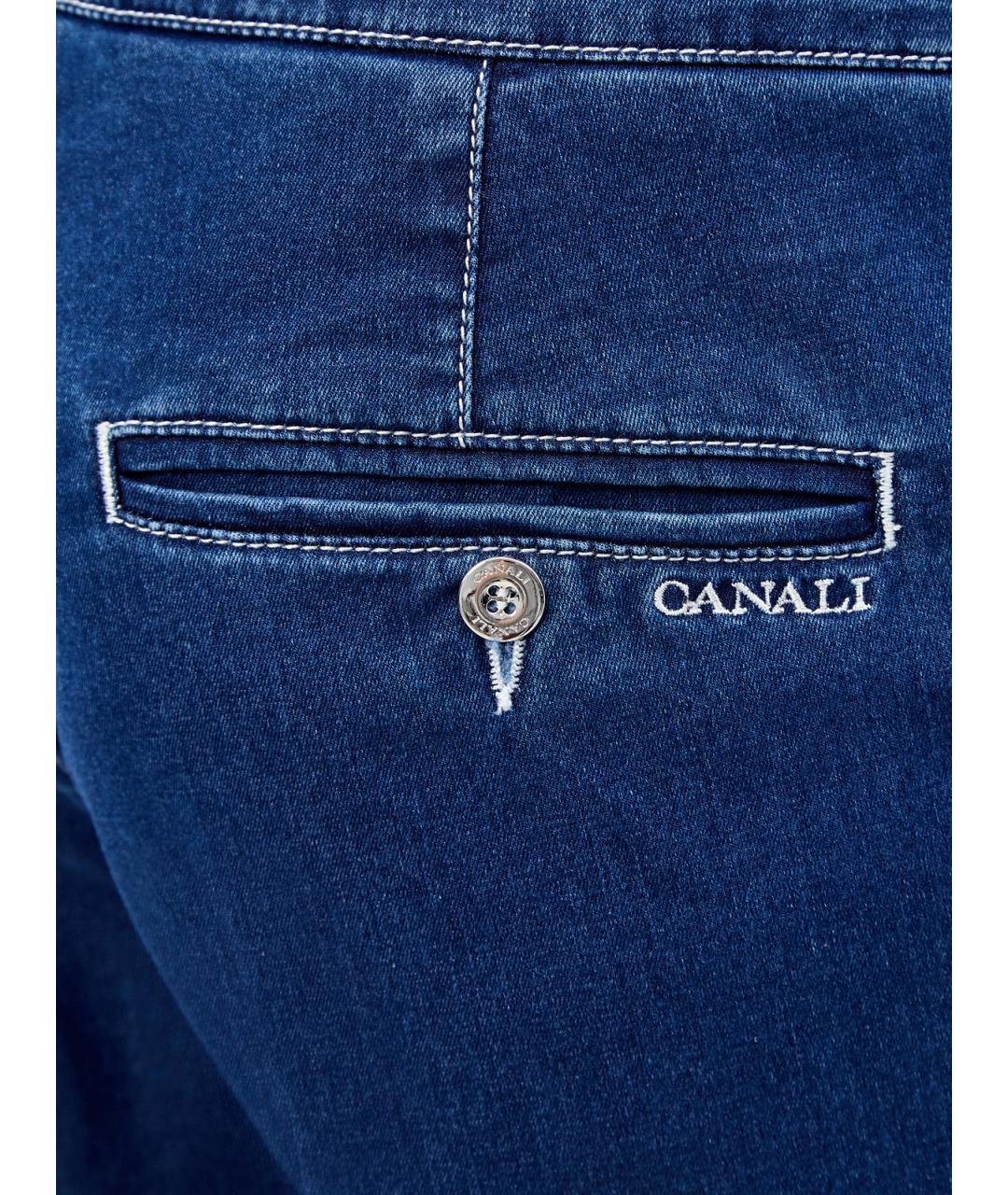 CANALI Синие хлопковые прямые джинсы, фото 5