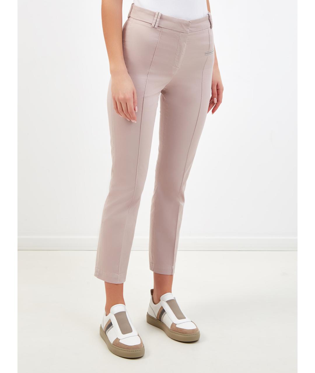 FABIANA FILIPPI Розовые хлопковые брюки узкие, фото 4