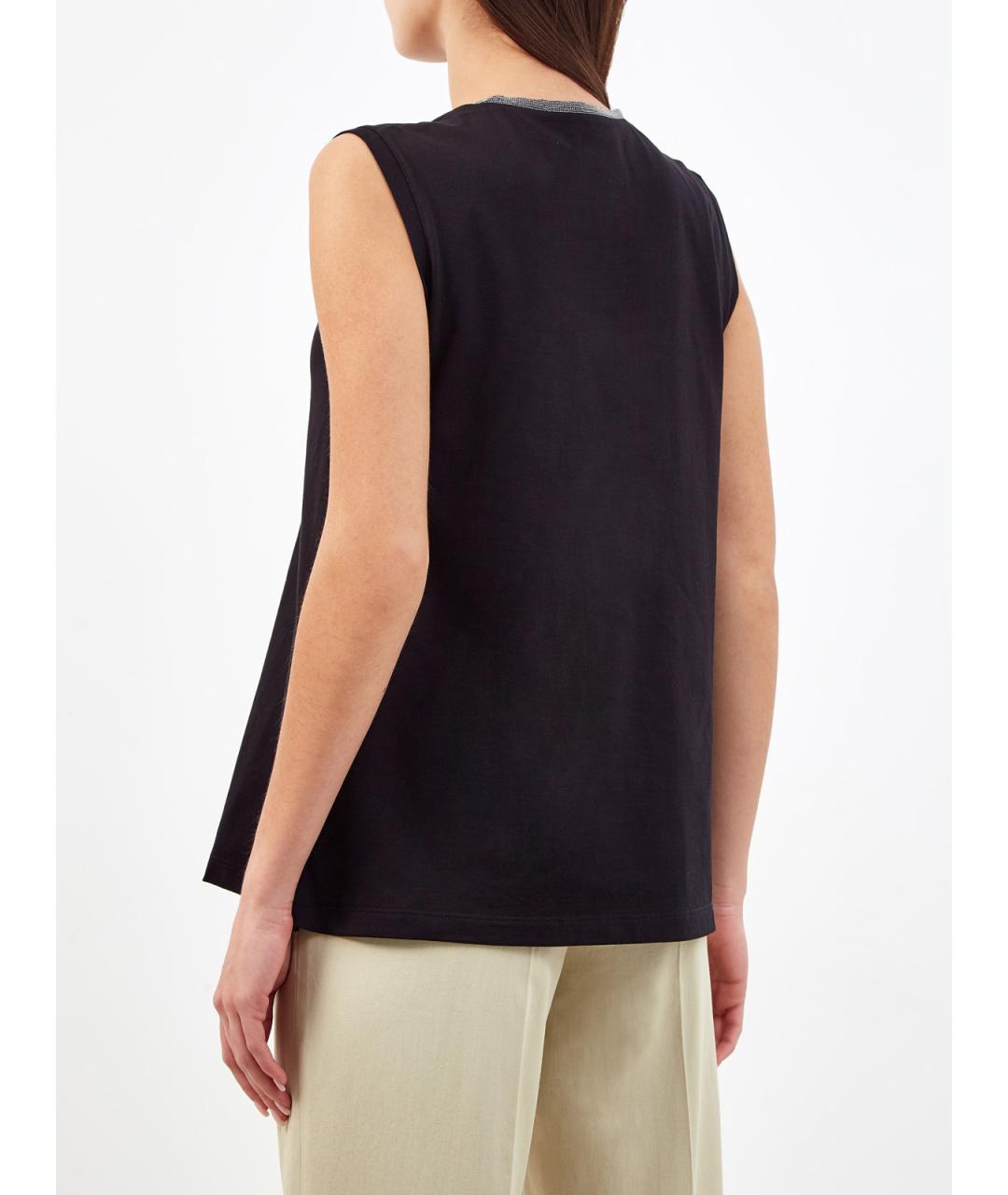 FABIANA FILIPPI Черная хлопковая майка, фото 4