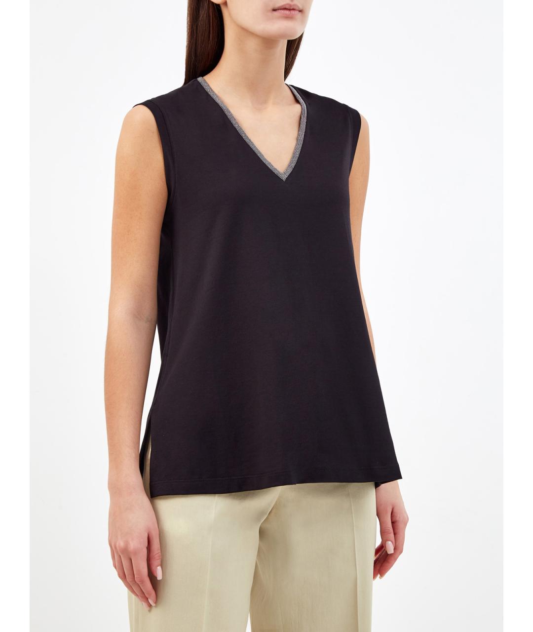 FABIANA FILIPPI Черная хлопковая майка, фото 3