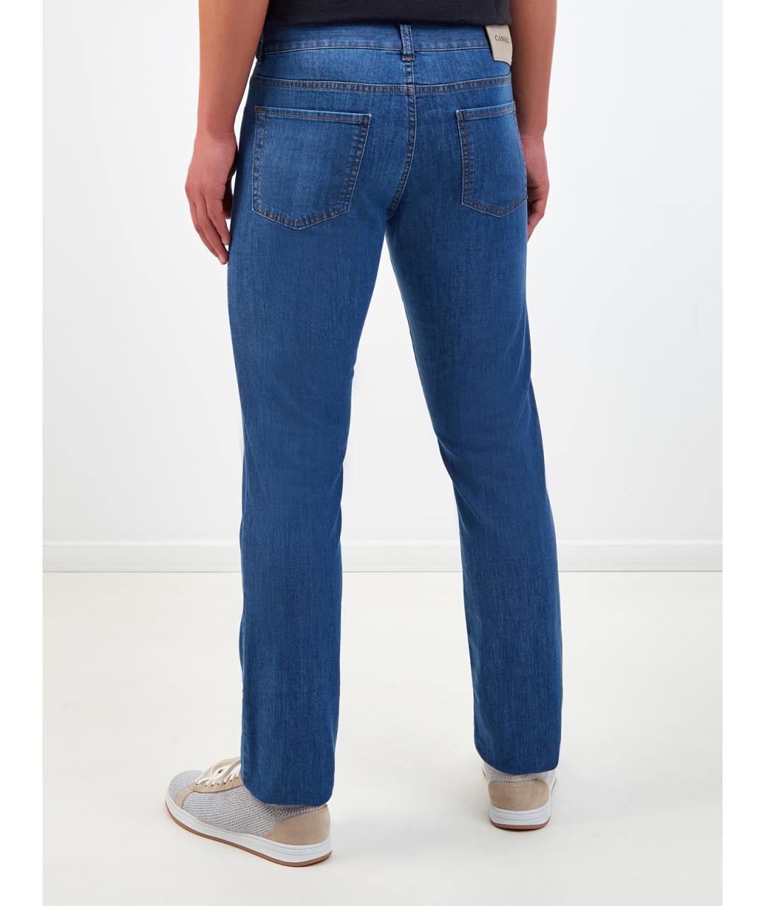 CANALI Синие хлопковые прямые джинсы, фото 4