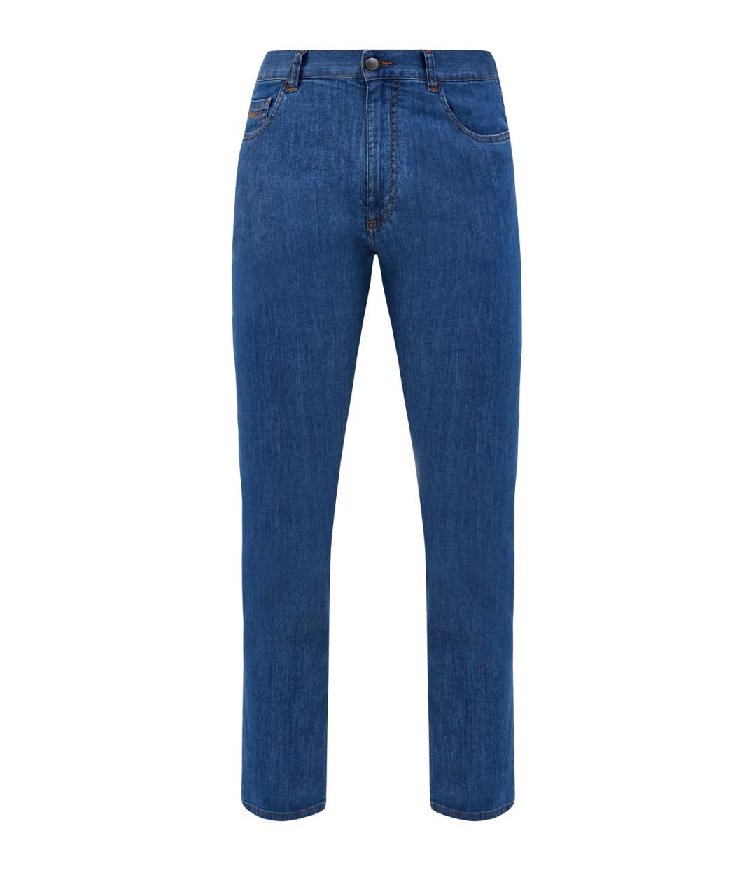 CANALI Синие хлопковые прямые джинсы, фото 1