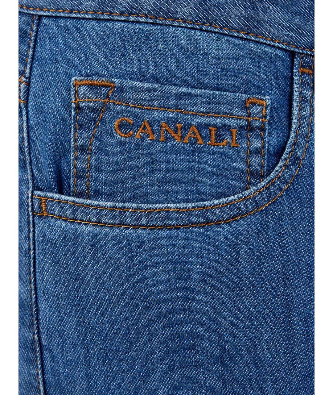 CANALI Синие хлопковые прямые джинсы, фото 5