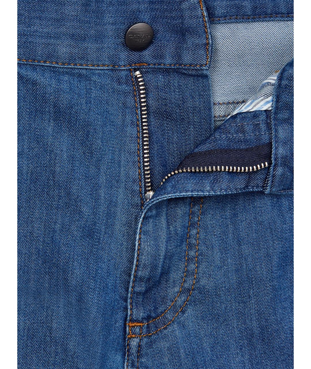 CANALI Синие хлопковые прямые джинсы, фото 6