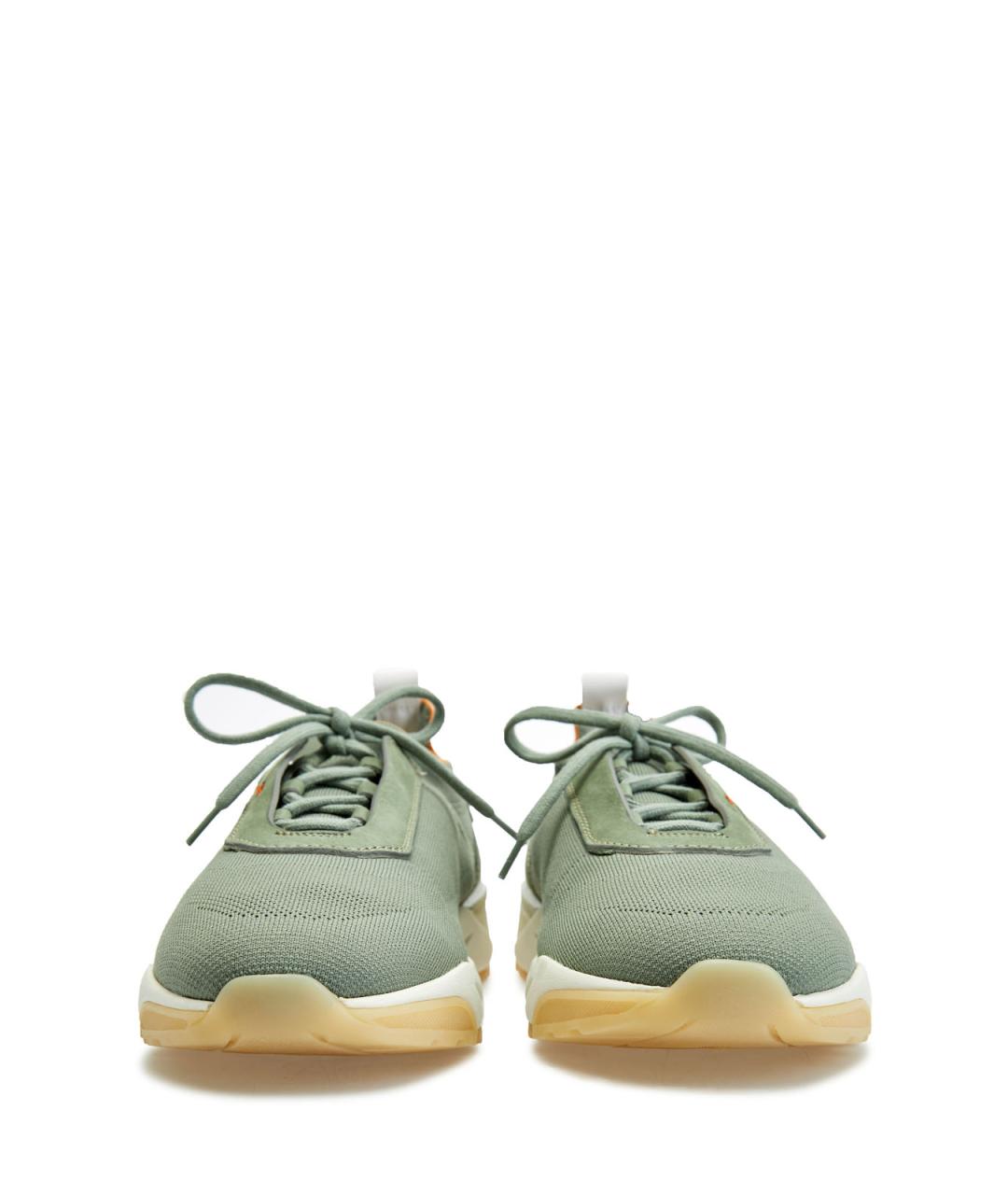 SANTONI Зеленые текстильные низкие кроссовки / кеды, фото 6