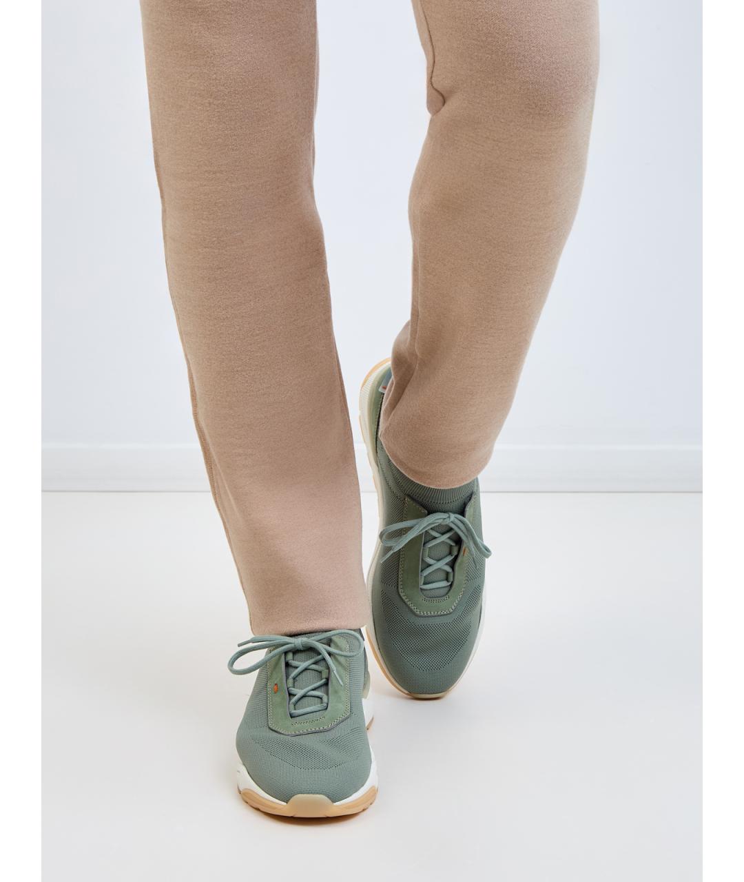 SANTONI Зеленые текстильные низкие кроссовки / кеды, фото 2