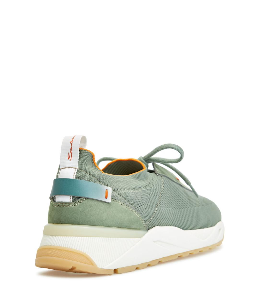 SANTONI Зеленые текстильные низкие кроссовки / кеды, фото 4