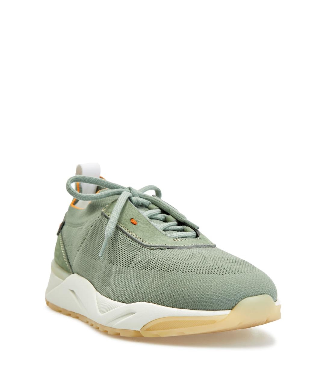 SANTONI Зеленые текстильные низкие кроссовки / кеды, фото 3