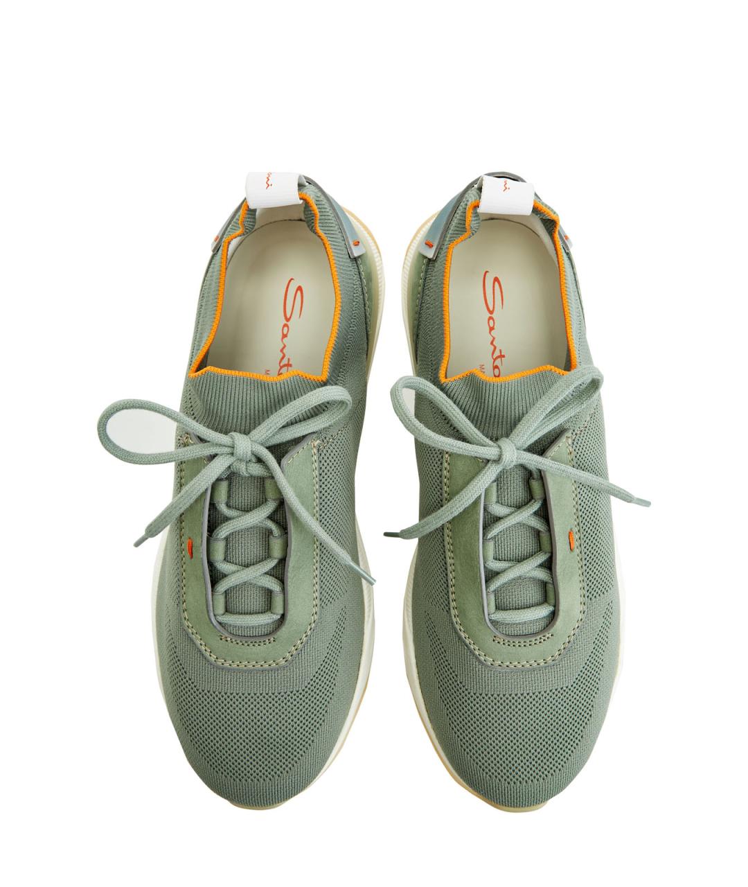 SANTONI Зеленые текстильные низкие кроссовки / кеды, фото 5