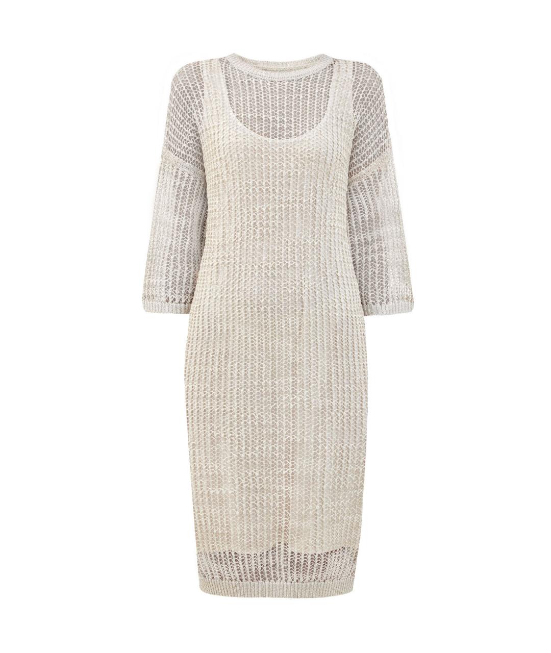 PESERICO Бежевое льняное повседневное платье, фото 1