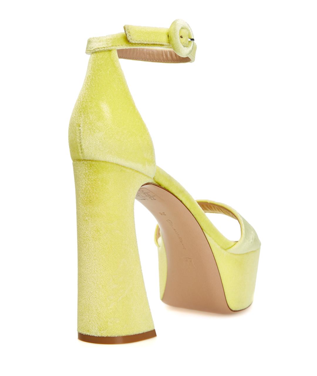 GIANVITO ROSSI Желтые текстильные босоножки, фото 3