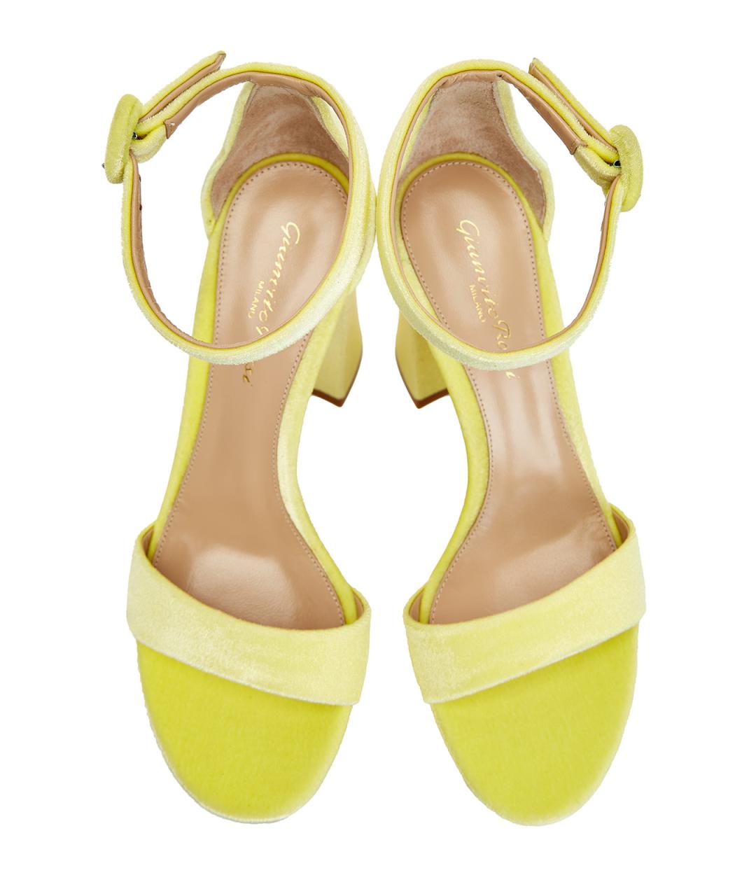 GIANVITO ROSSI Желтые текстильные босоножки, фото 4