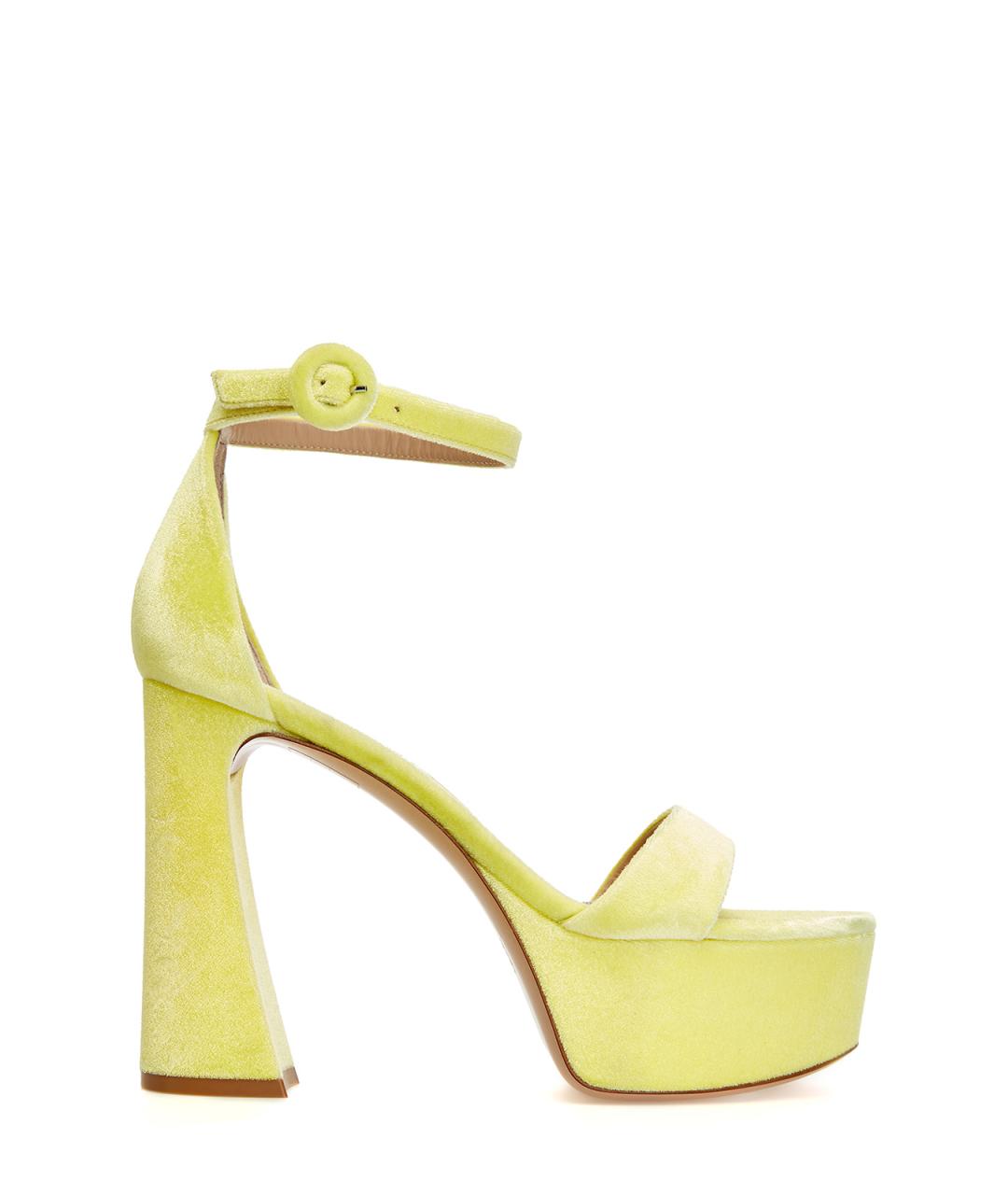 GIANVITO ROSSI Желтые текстильные босоножки, фото 1