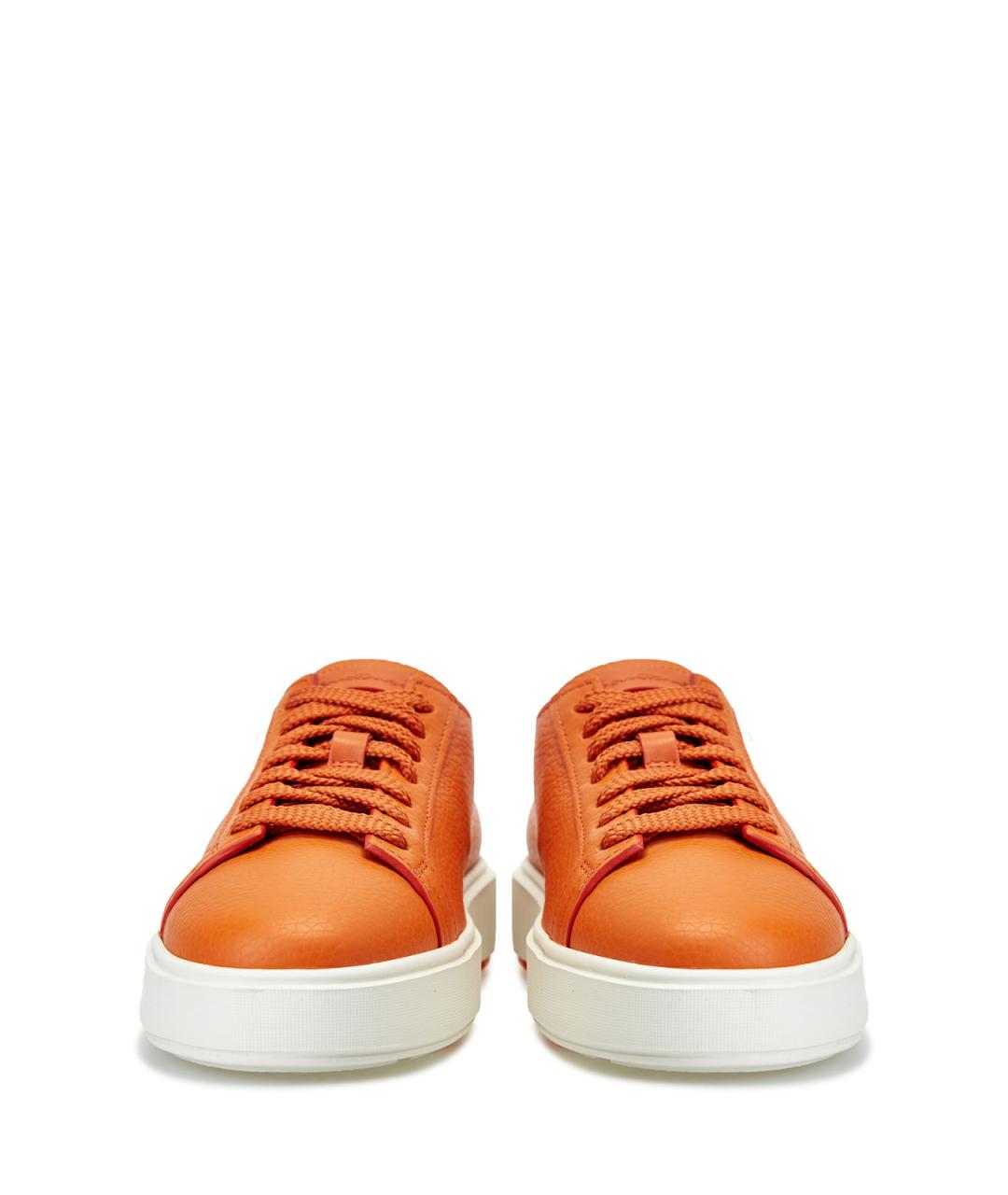 SANTONI Оранжевое кожаные кеды, фото 5