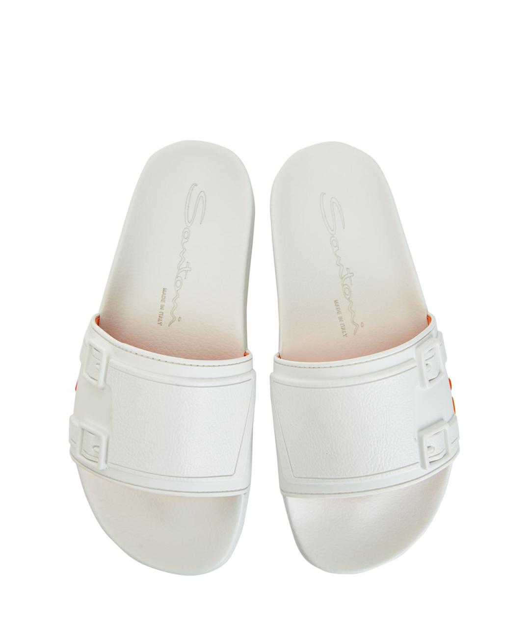 SANTONI Белые резиновые шлепанцы, фото 4