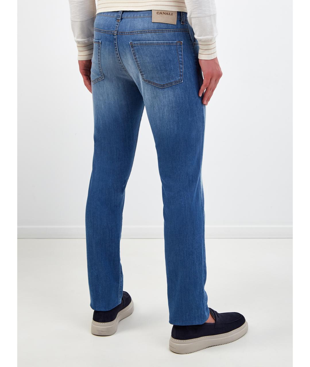 CANALI Синие хлопковые джинсы скинни, фото 4