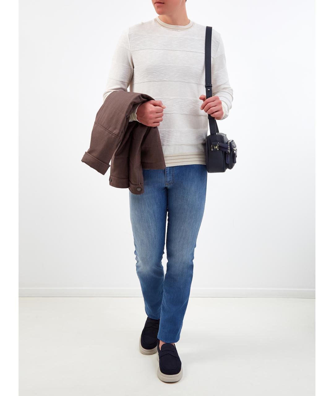 CANALI Синие хлопковые джинсы скинни, фото 2