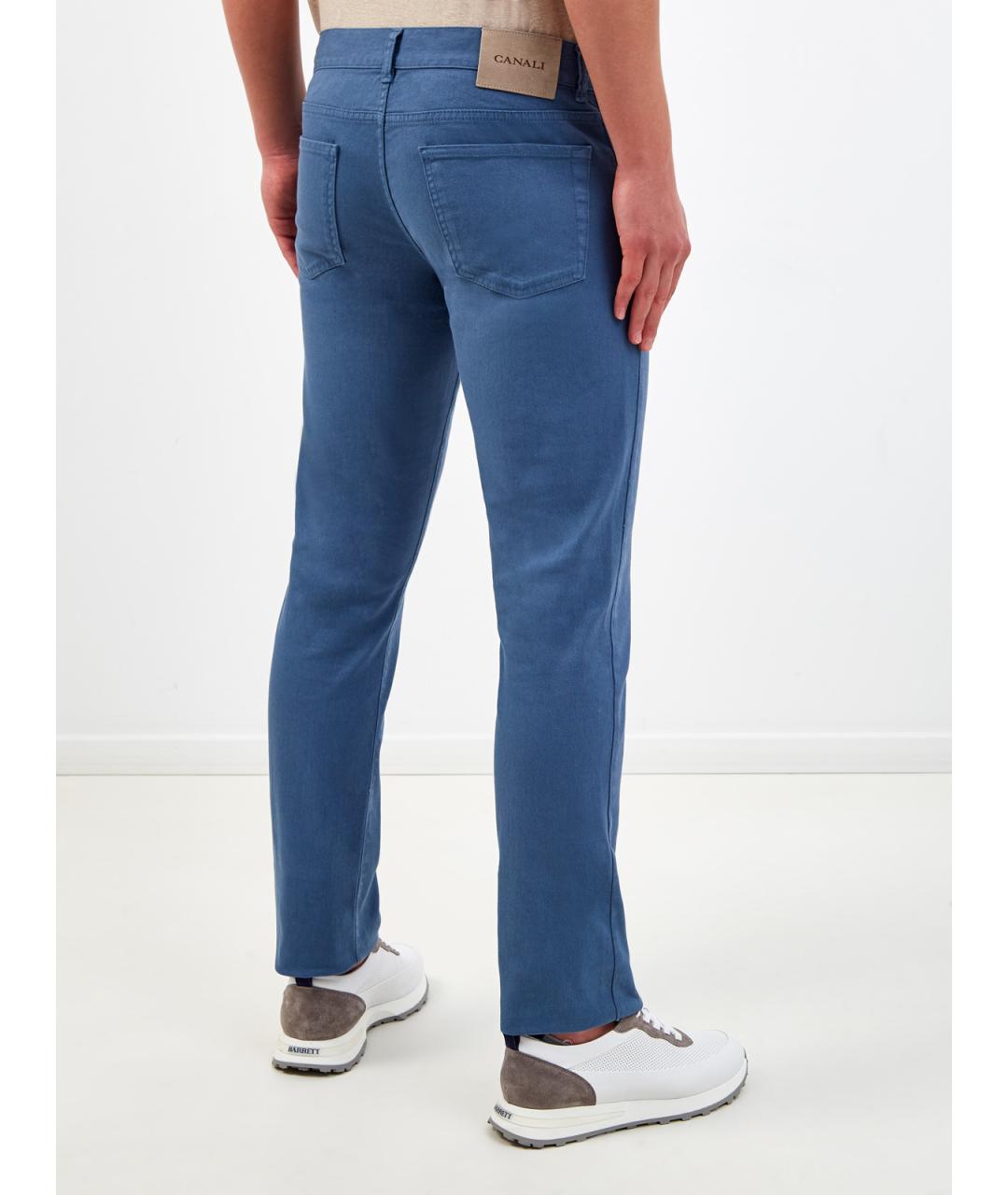 CANALI Синие хлопковые прямые джинсы, фото 4