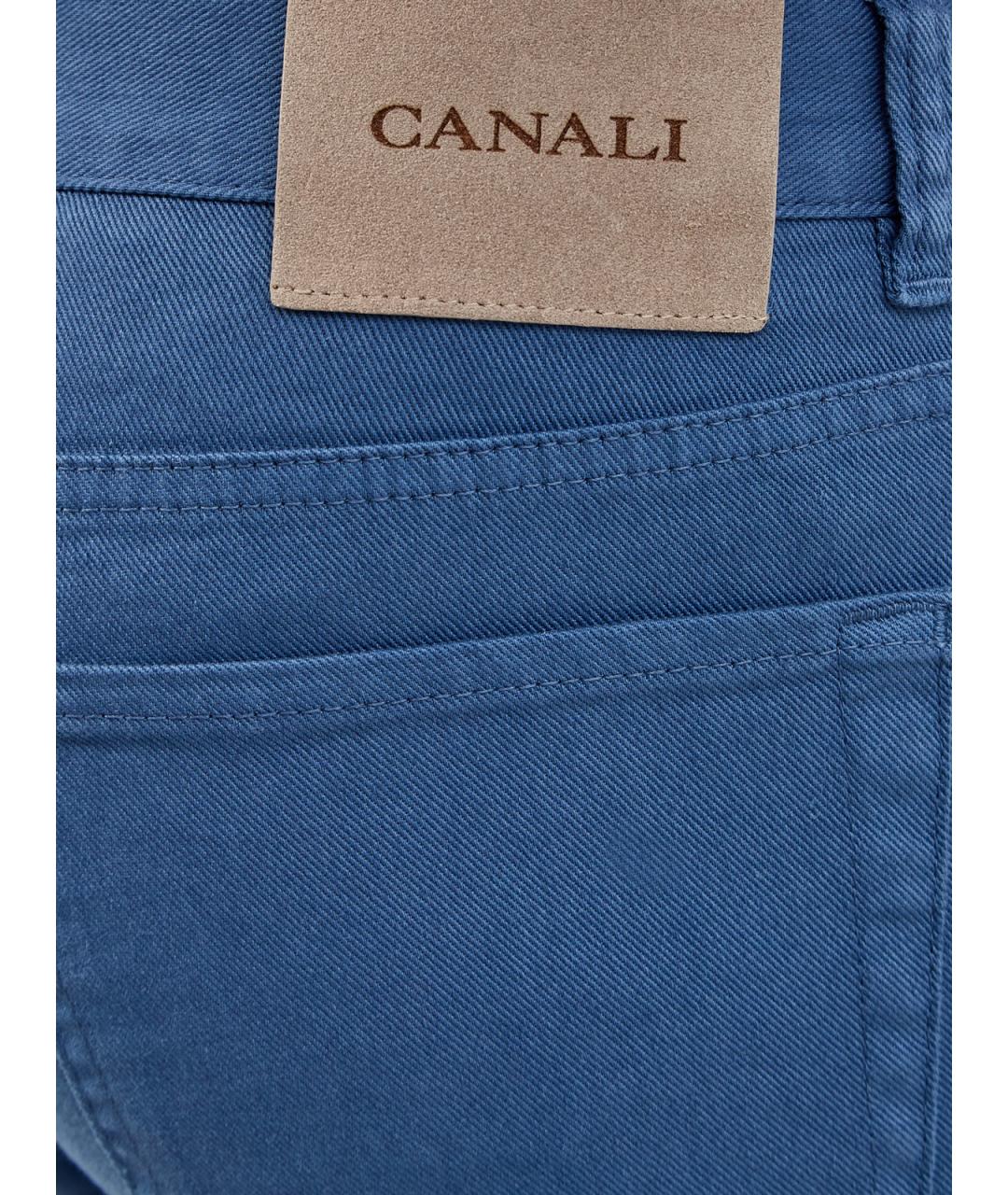 CANALI Синие хлопковые прямые джинсы, фото 5