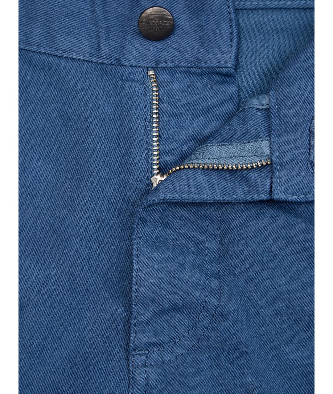 CANALI Синие хлопковые прямые джинсы, фото 6