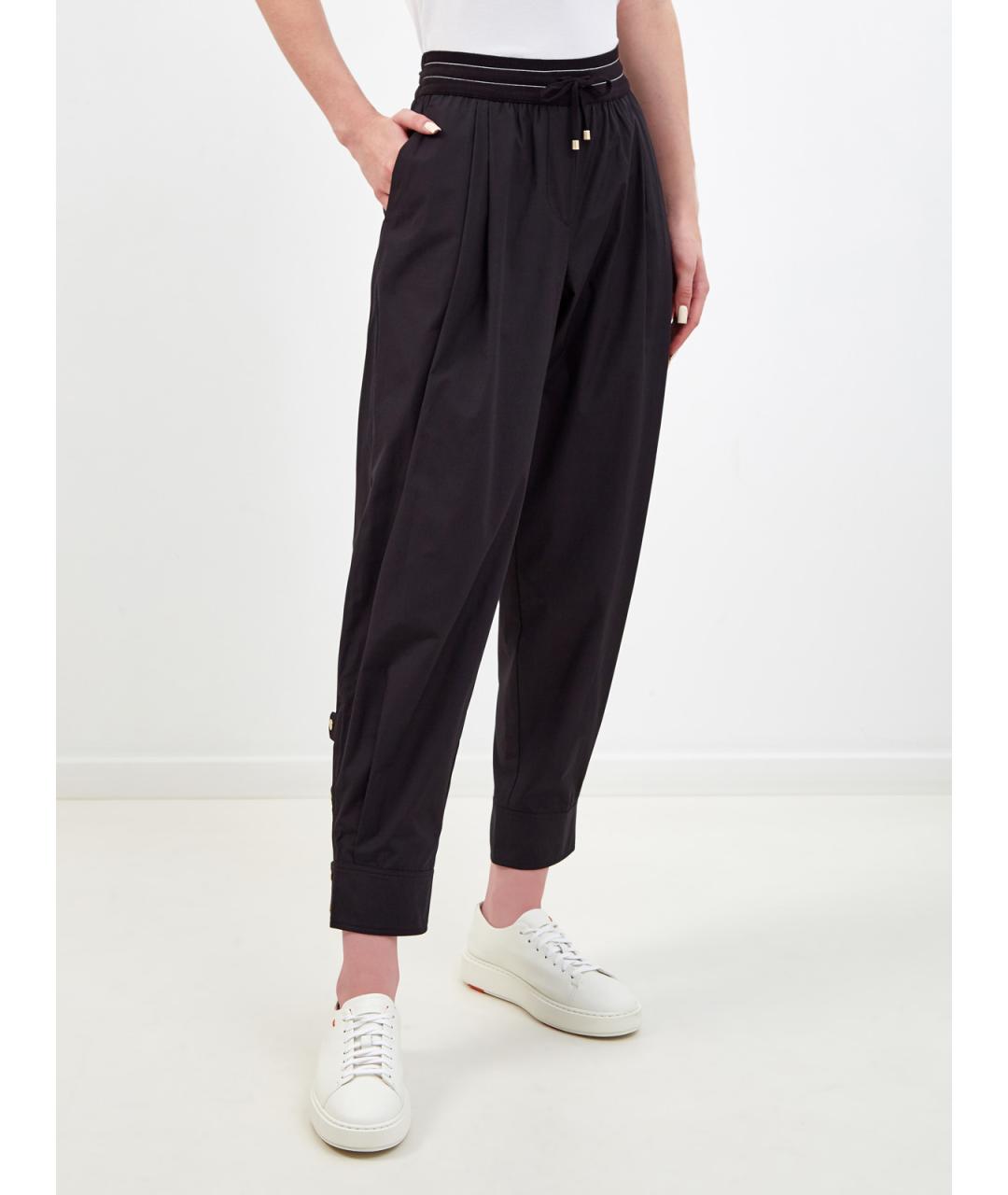 LORENA ANTONIAZZI Черные хлопковые прямые брюки, фото 3