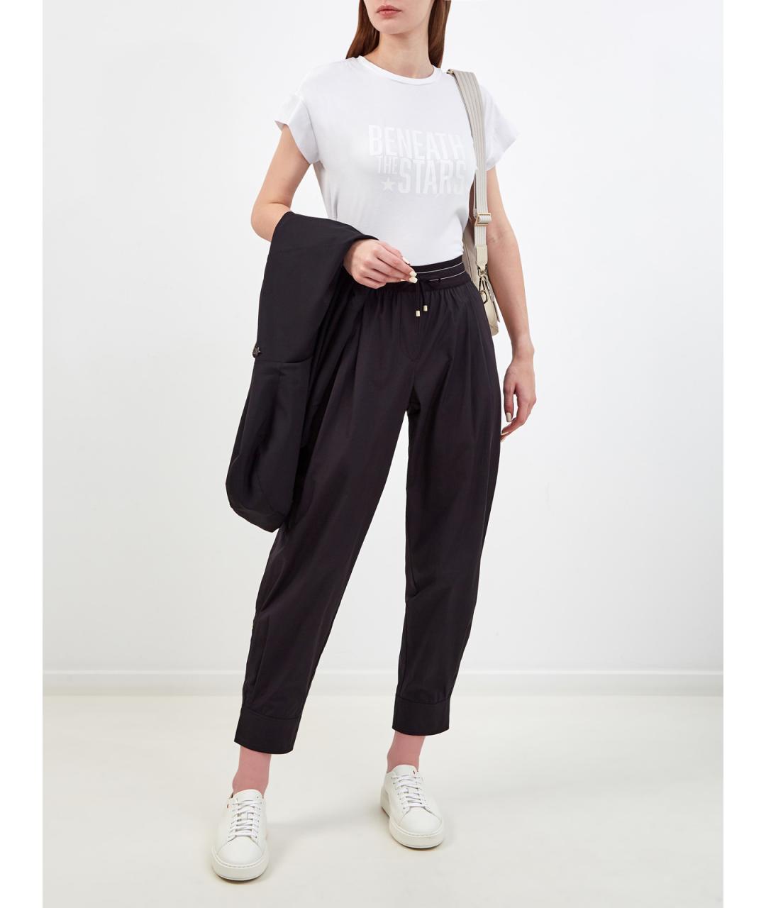 LORENA ANTONIAZZI Черные хлопковые прямые брюки, фото 2