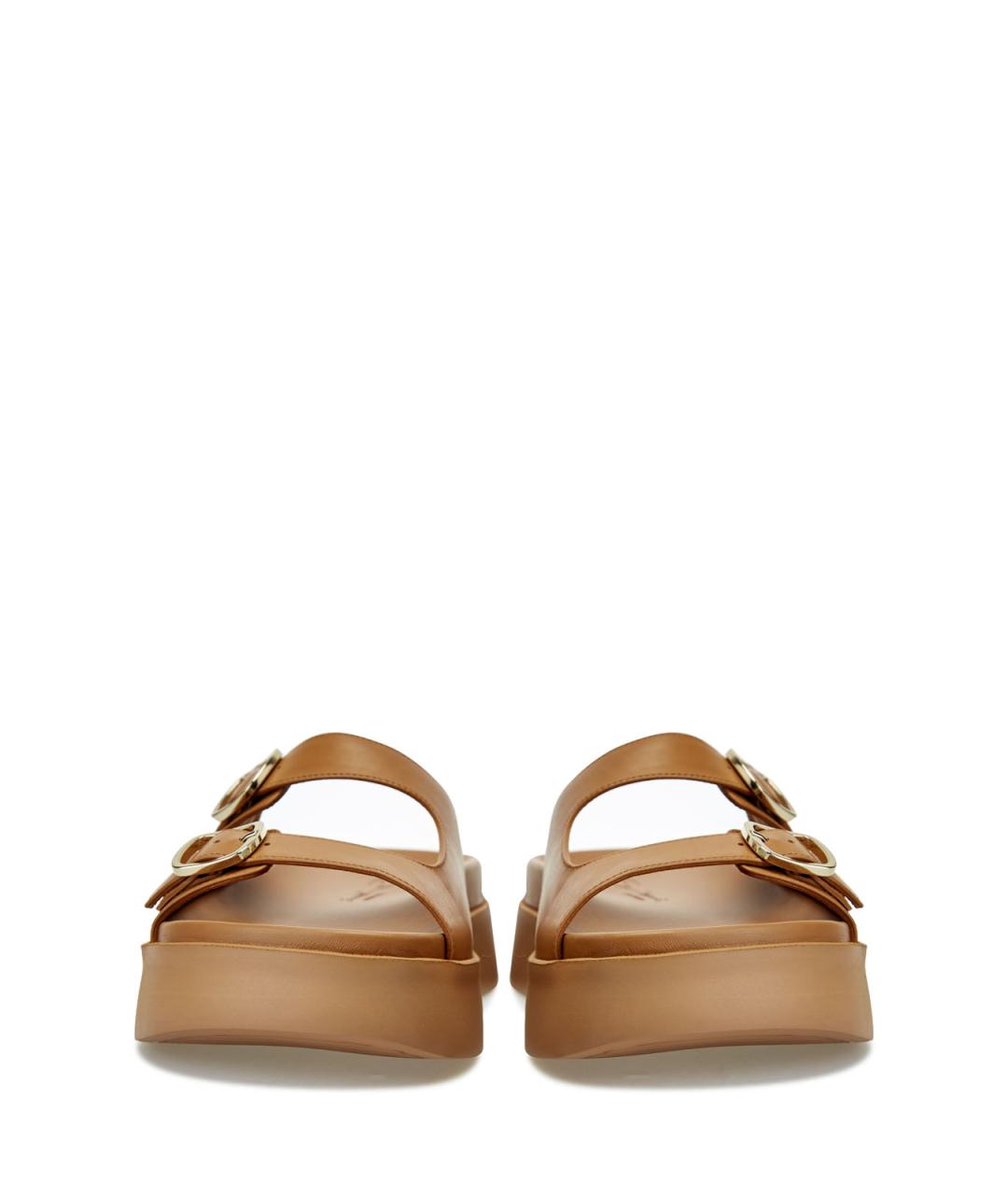 SANTONI Коричневые кожаные шлепанцы, фото 5