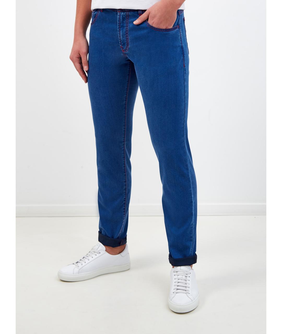 CANALI Синие прямые джинсы, фото 3