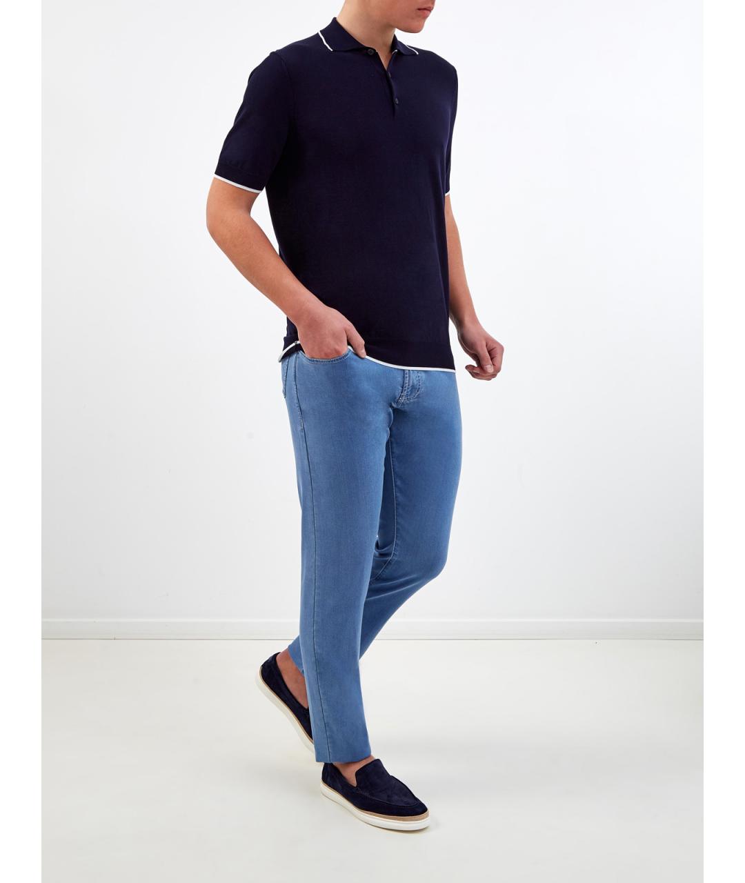 CANALI Синие прямые джинсы, фото 2