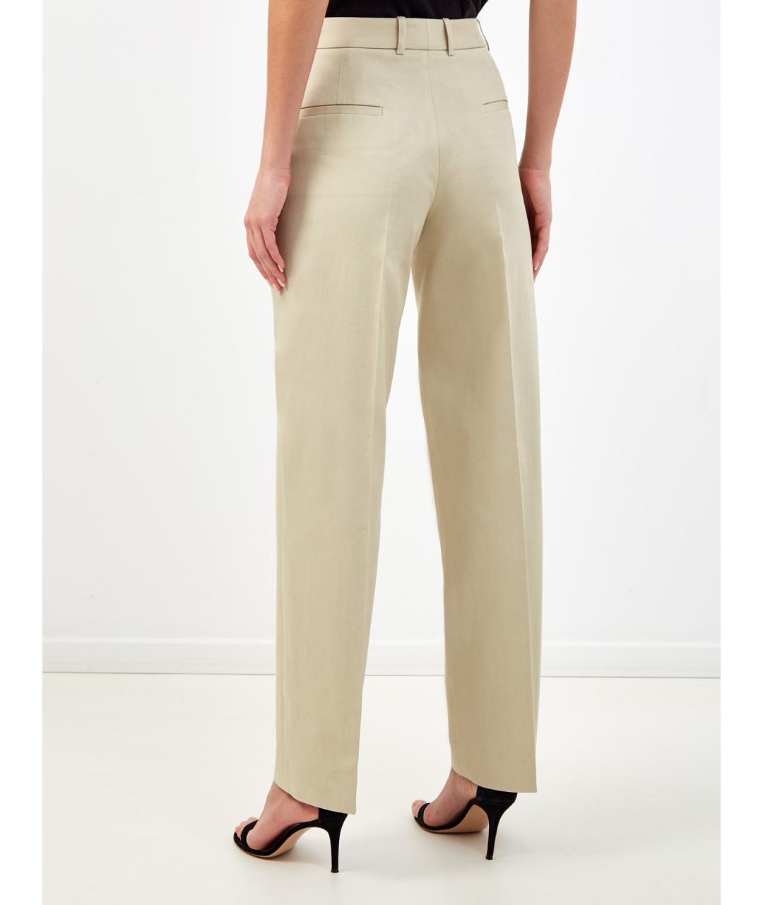 FABIANA FILIPPI Бежевые хлопковые прямые брюки, фото 4
