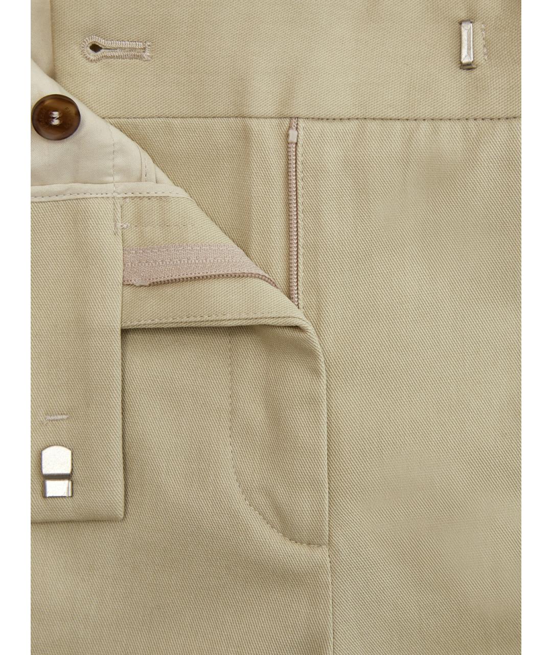 FABIANA FILIPPI Бежевые хлопковые прямые брюки, фото 6