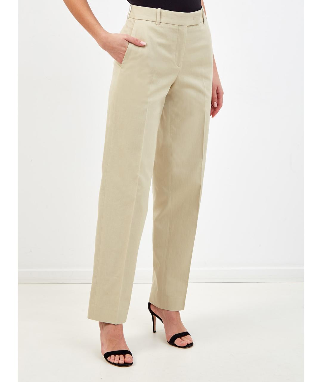 FABIANA FILIPPI Бежевые хлопковые прямые брюки, фото 3