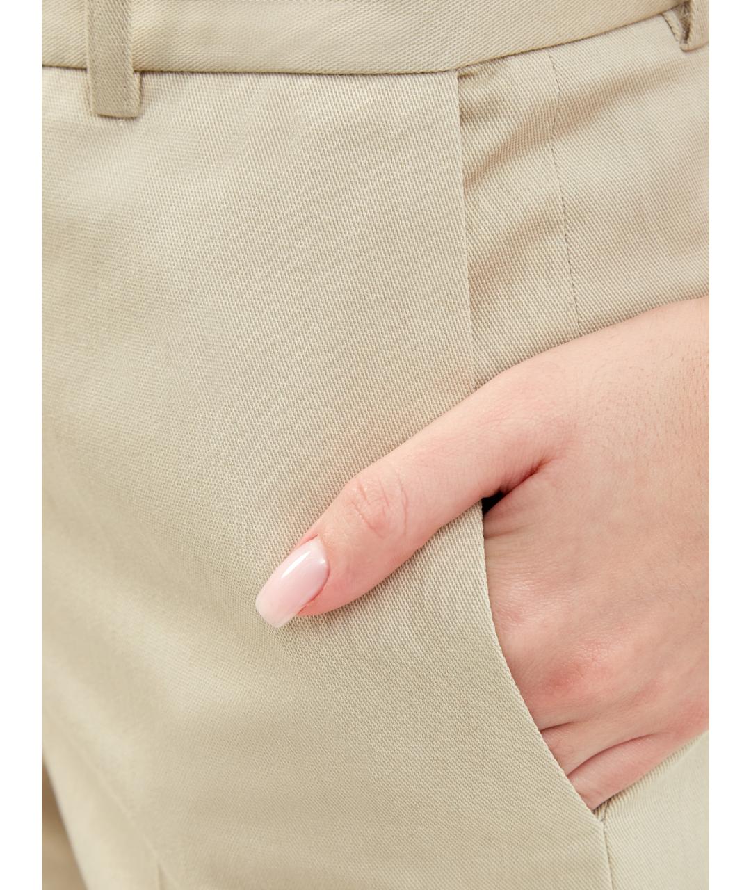 FABIANA FILIPPI Бежевые хлопковые прямые брюки, фото 5