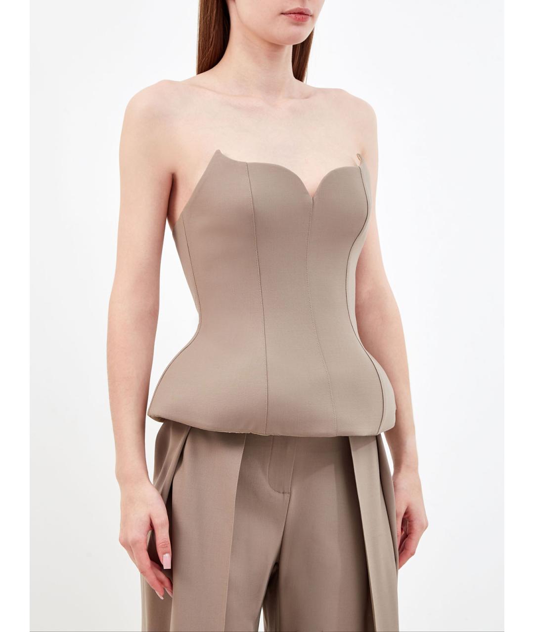 GIUSEPPE DI MORABITO Бежевый шерстяной корсет, фото 3