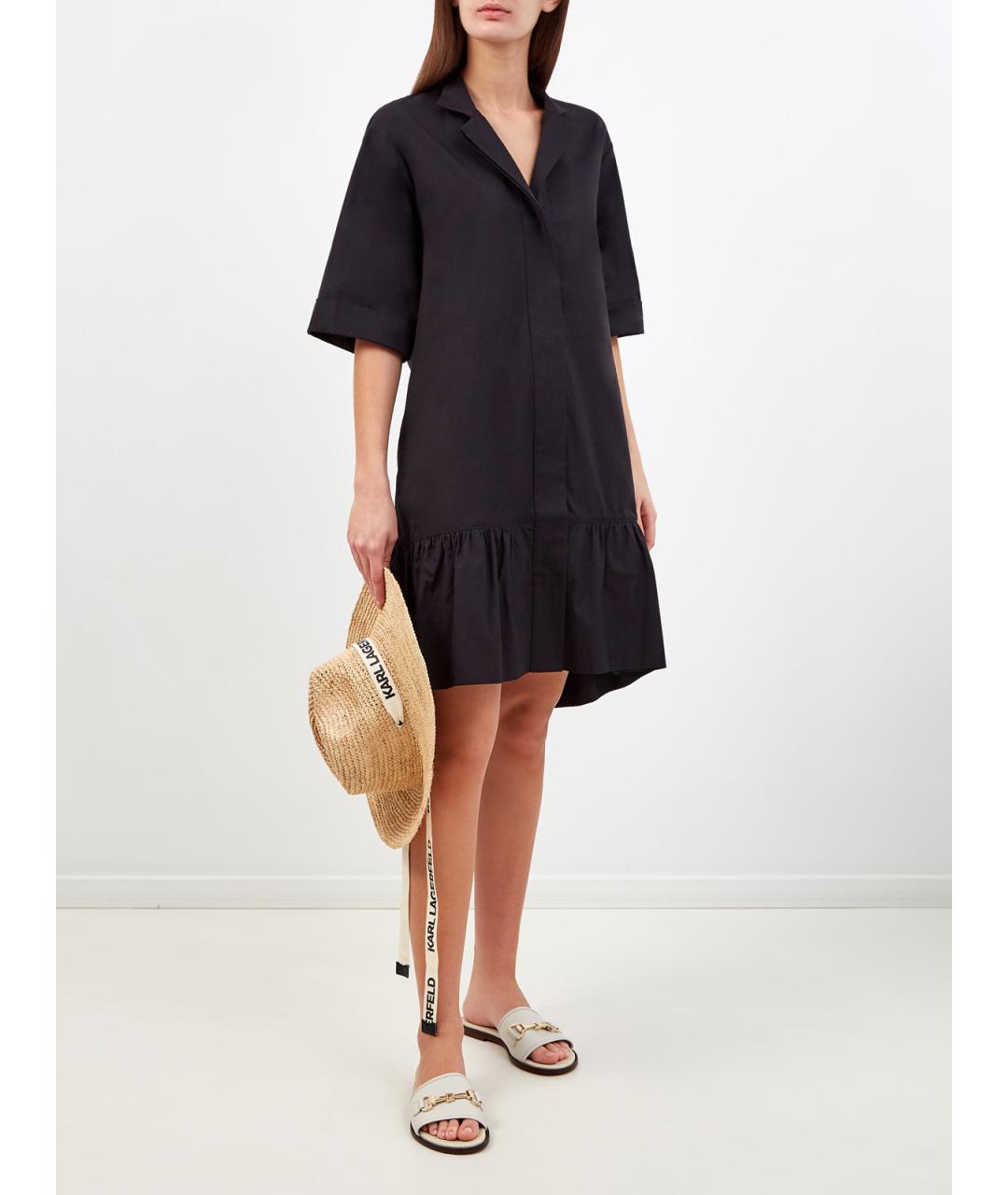 LORENA ANTONIAZZI Черное хлопковое повседневное платье, фото 2