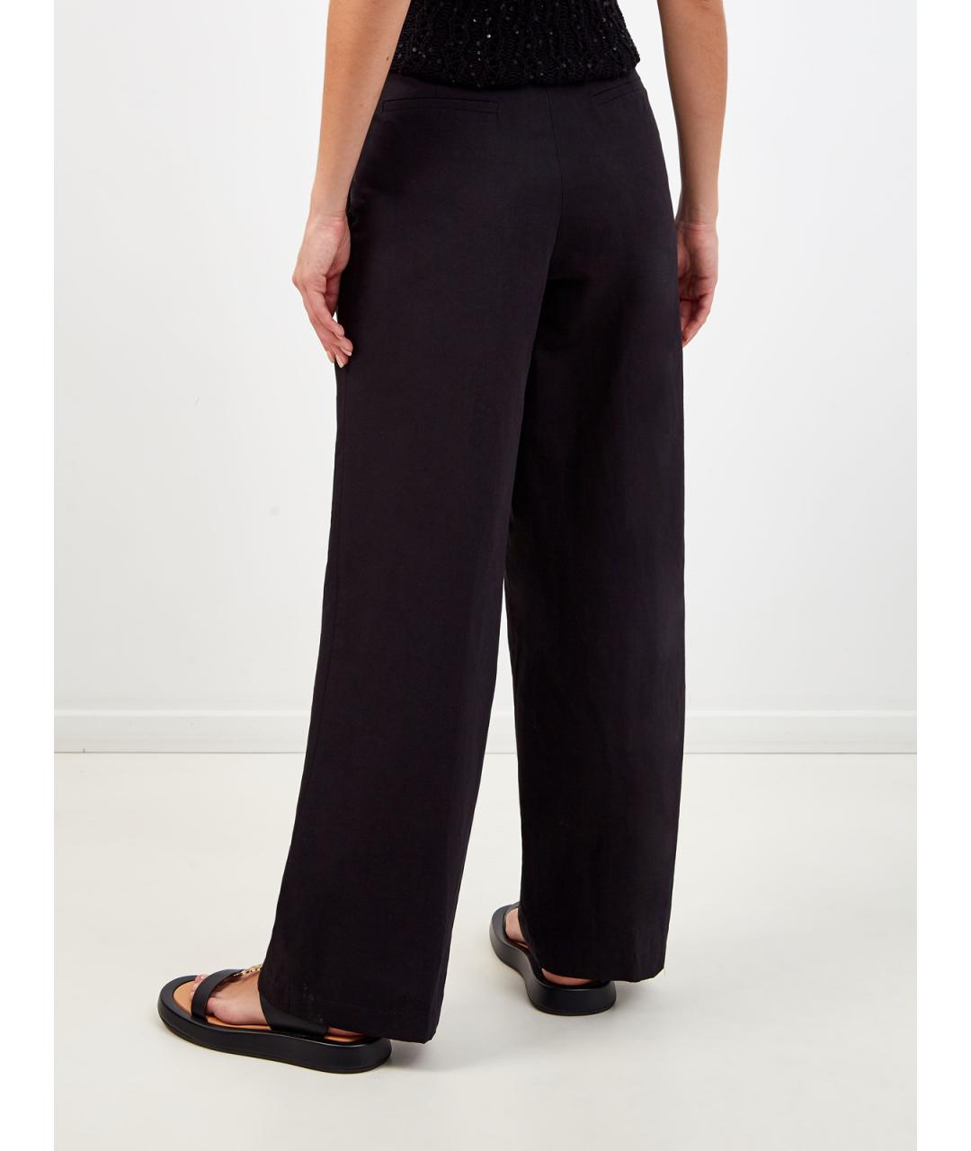 GENTRY PORTOFINO Черные хлопковые брюки широкие, фото 4