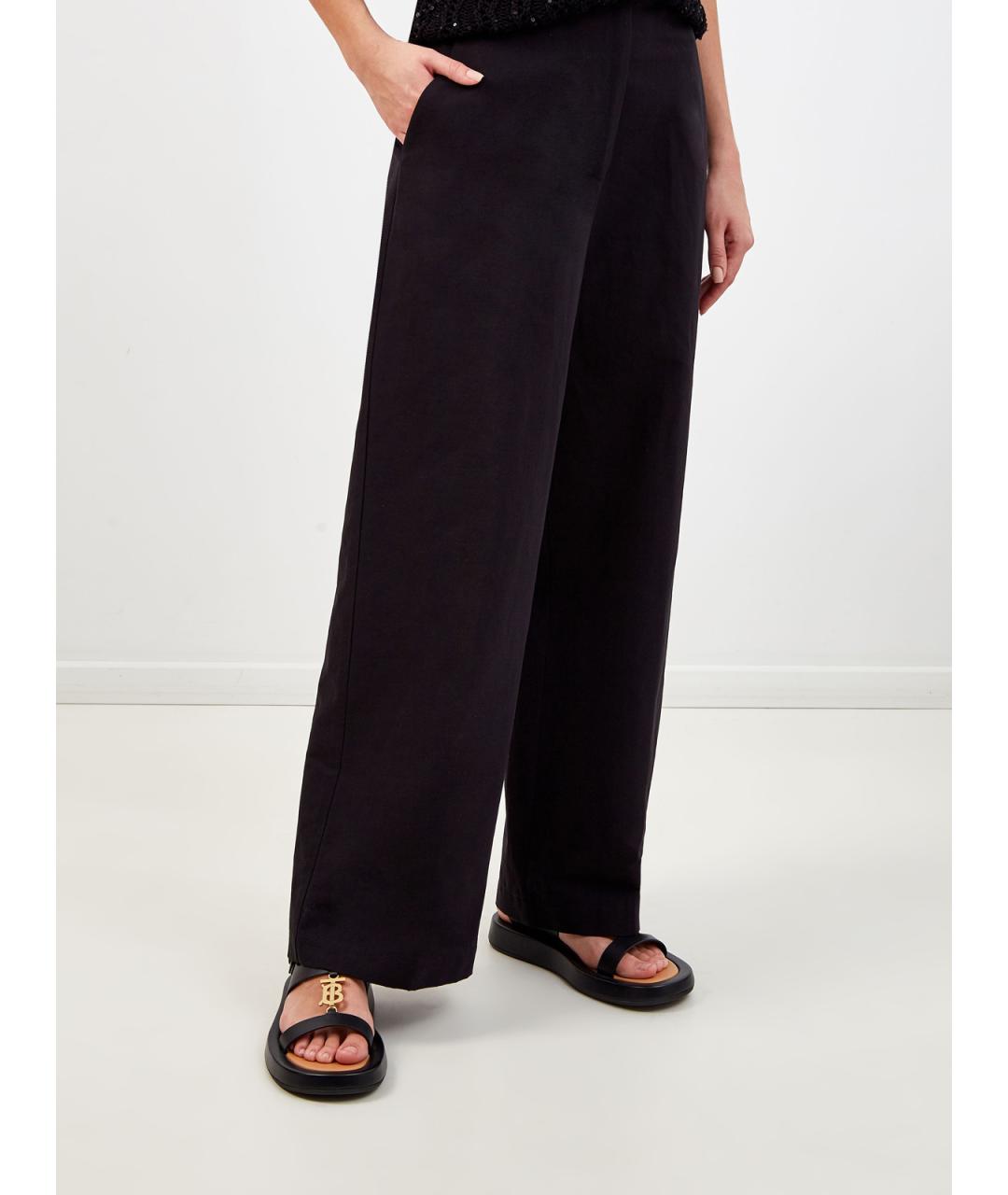 GENTRY PORTOFINO Черные хлопковые брюки широкие, фото 3